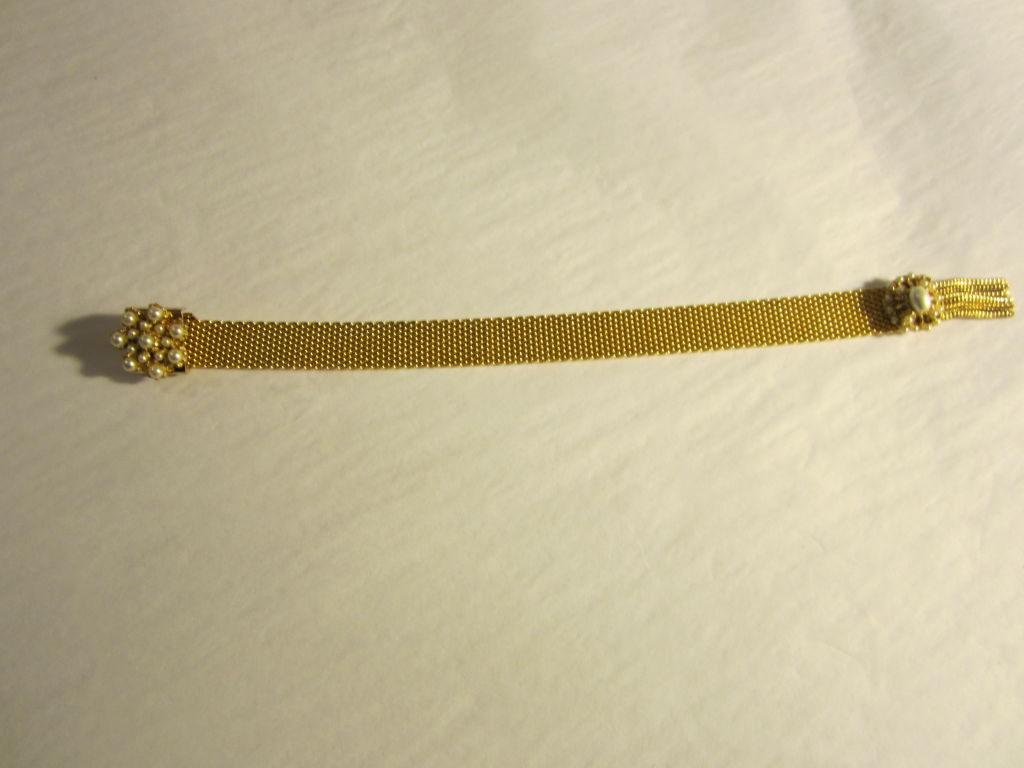 Gorgeous Gold Filled Mesh Slide Bracelet in Victorian Style For Sale 1