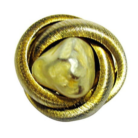 Unusual Gold-Toned Brooch with Faux Pearl  by Arnold Scaasi For Sale