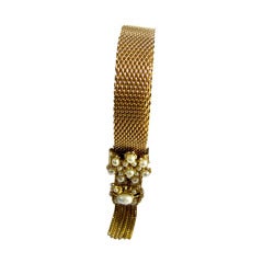 Gorgeous Gold Filled Mesh Slide Bracelet in Victorian Style