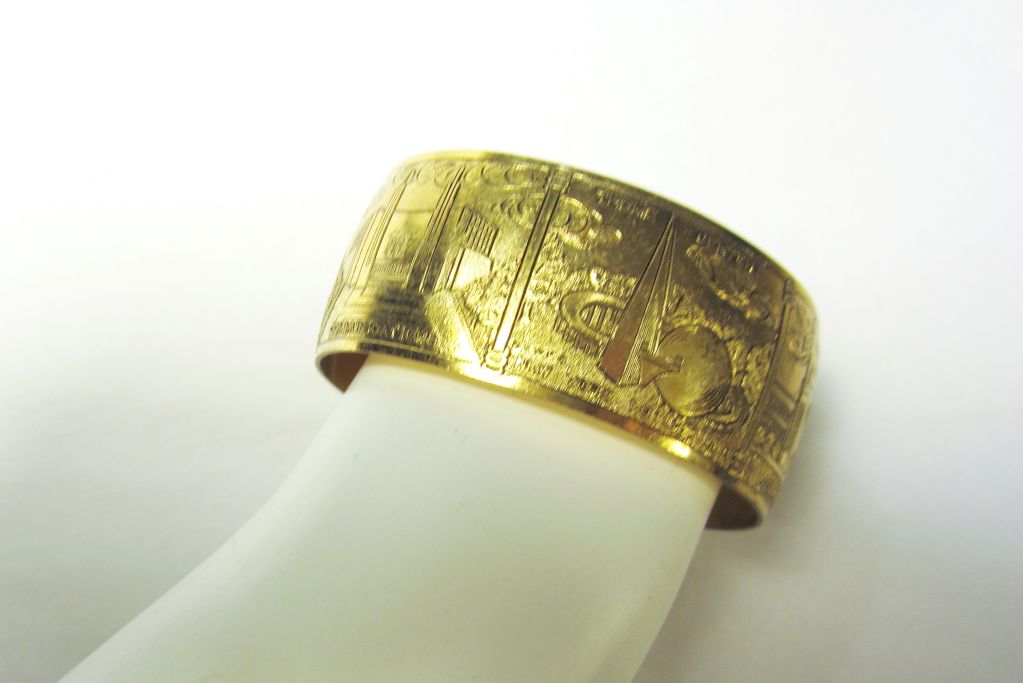 Art Deco 1939 New York World's Fair Bracelet with Engravings