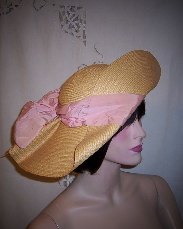 Original JayThorpe Fine Straw Picture Hat In Good Condition For Sale In Oradell, NJ