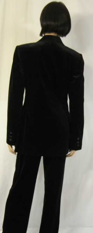 Women's Stunning Bill Blass Black Velvet and Satin Tuxedo Suit For Sale