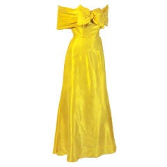 Exceptionally Gorgeous Gold Satin Evening Gown with Wrap