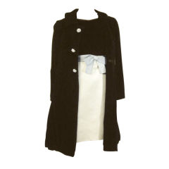 Stunningly Beautiful Sleeveless Dress/Matching Brown Velvet Coat