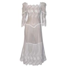 Vintage Exquisite Gown Made from Turn of the Century  Embroidered Lace