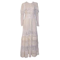 Vintage Edwardian Pale Yellow Silk, Museum Deaccession, Gown
