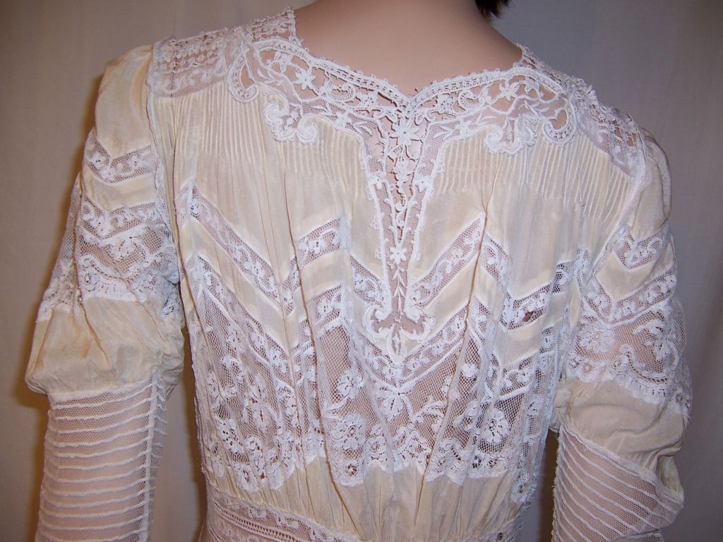 Edwardian Pale Yellow Silk, Museum Deaccession, Gown 3