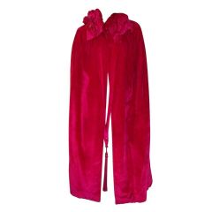 Raspberry Sorbet  Silk Velvet Cape Embellished with Velvet Roses