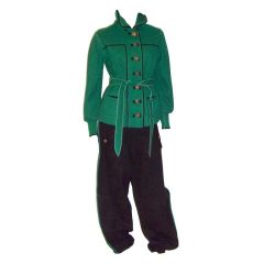 Stylish & Chic 1940's Green & Black Woolen Snowsuit