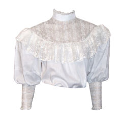 Retro Custom-Made  White Swiss Batiste & Lace Blouse with Fine Details