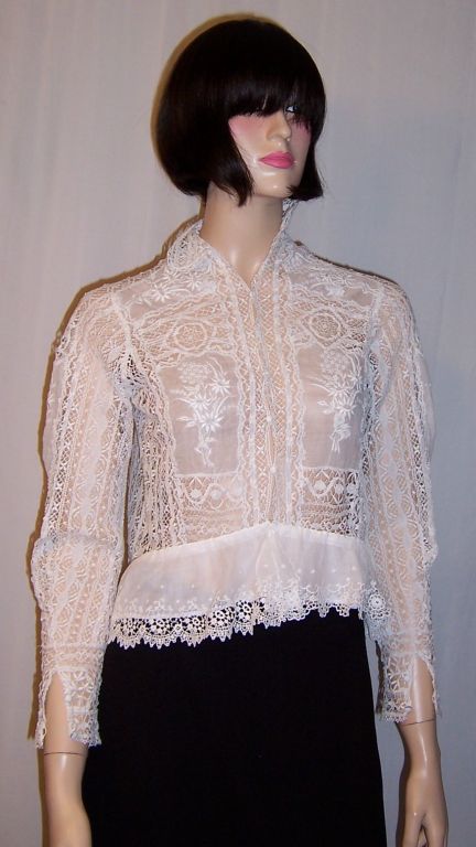 Museum Quality Victorian (1890-1900) Point de Gaze Lace Blouse