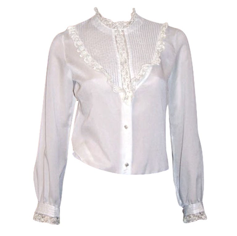 Custom-Made Blouse, Victorian Style- Antique  Lace & Pintucking For Sale