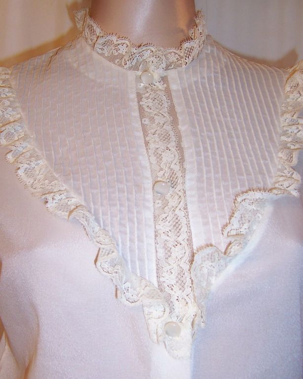 Women's Custom-Made Blouse, Victorian Style- Antique  Lace & Pintucking For Sale