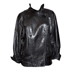 Black Leather Maxima Jacket for Charivari