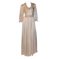 Matching Vintage Peignoir of Champagne Colored Silk with Lace