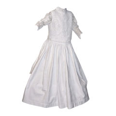 Child's Gown-Irish Crochet Lace Top  & Heavy Irish Damask Skirt