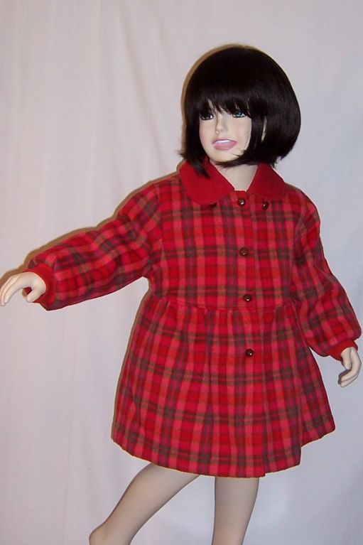 Cerise & Pink Plaid Little Girl's Woolen Coat by Oilily