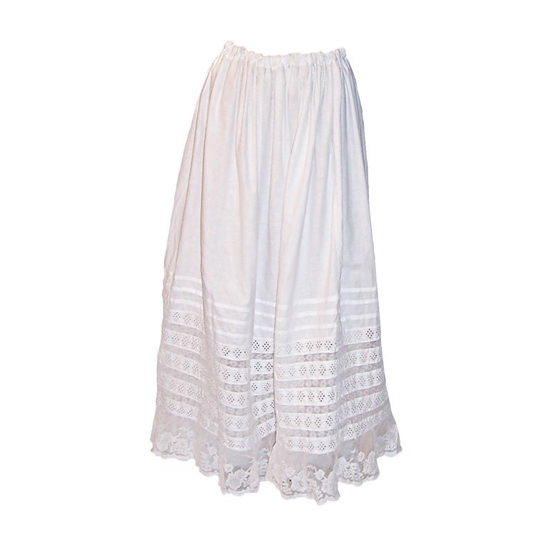 Civil War Era Batiste Petticoat with Valenciennes & Alencon Lace For Sale