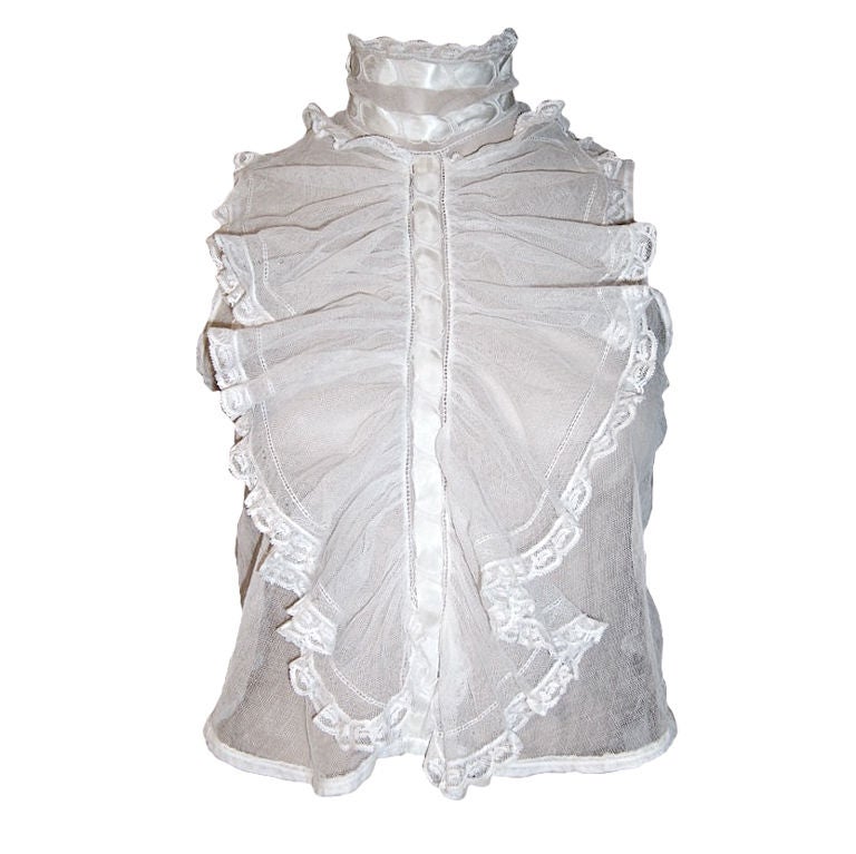 Gorgeous Victorian Sleeveless Jabot Made of English Netting/Lace For Sale