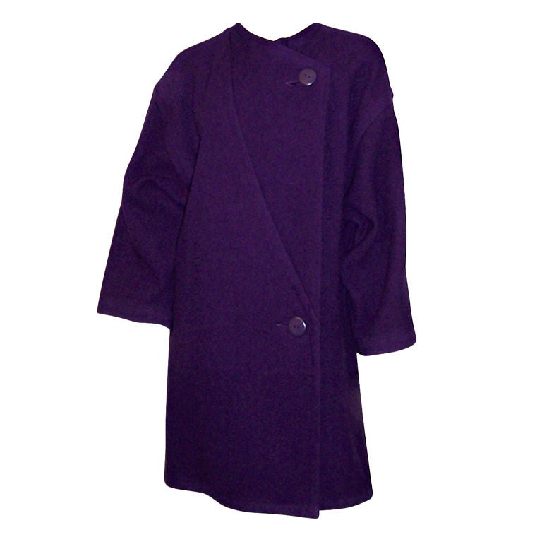 Krizia poi-Aubergine/Eggplant  Woolen Coat For Sale