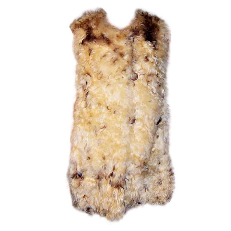 Vintage Curly Mongolian Lamb Vest For Sale