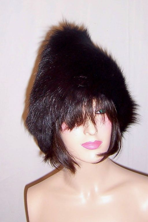 A Stunning Black Fox Pixie Fur Hat For Sale at 1stDibs