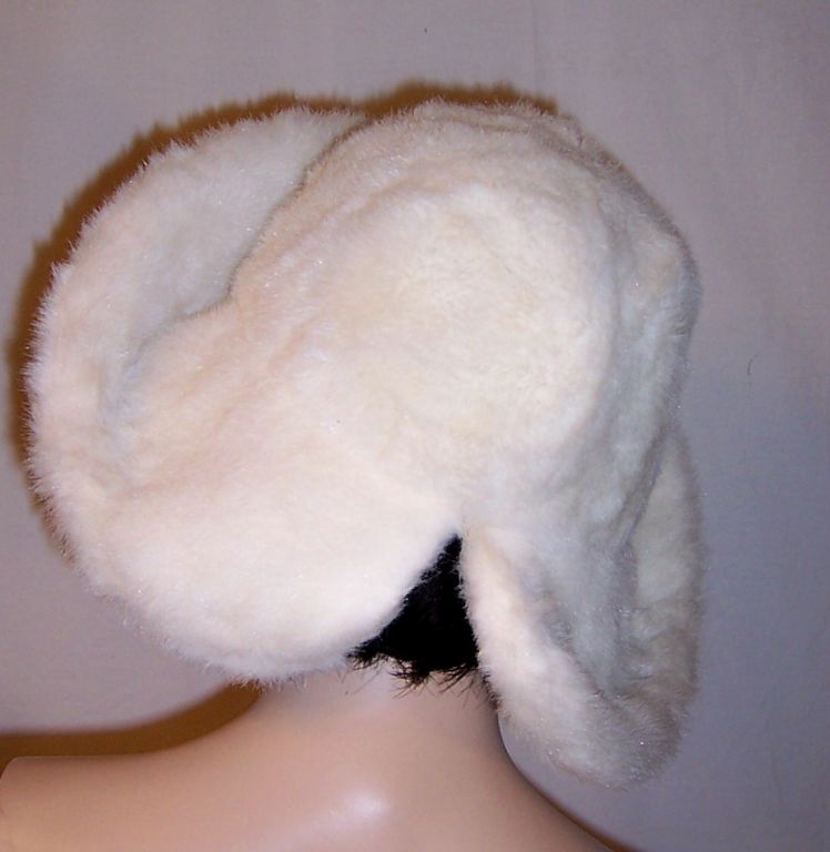 Unusually Large White, Wide Brimmed Faux Fur Hat-John Wanamaker For Sale 2