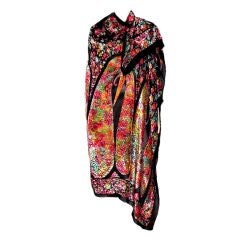 Magnificent 1920's Cut Silk Velvet Shawl in Iridescent Colors