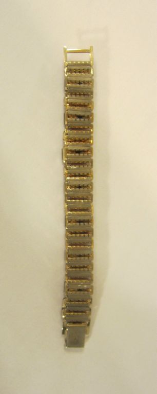 Stunning Red and Pink Emerald Cut Rhinestone Bracelet by Coro In Excellent Condition For Sale In Oradell, NJ