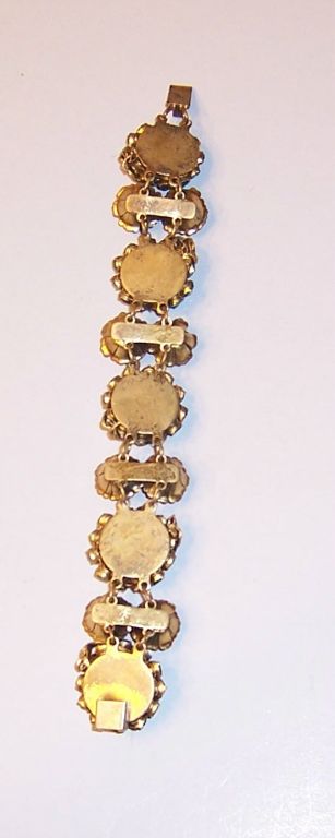 Colored Turquoise Paste and Brass Filigree Bracelet