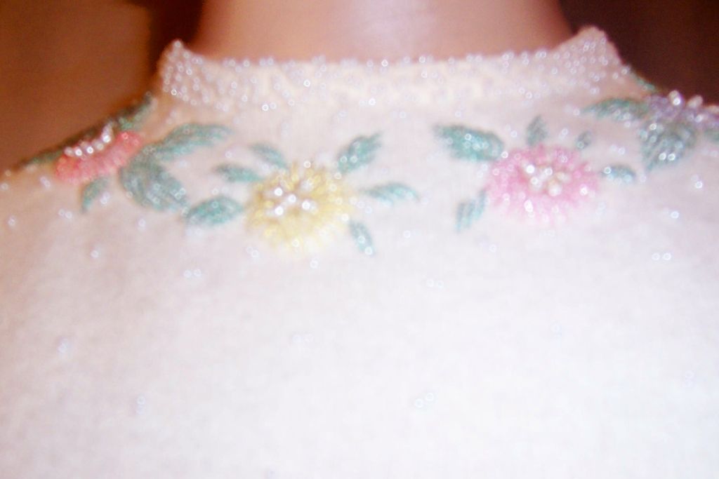 Early 1960's White Beaded Twin Sweater Set For Sale 4