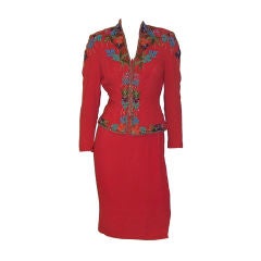 Fabulous Forties Tomato Red Beaded Suit