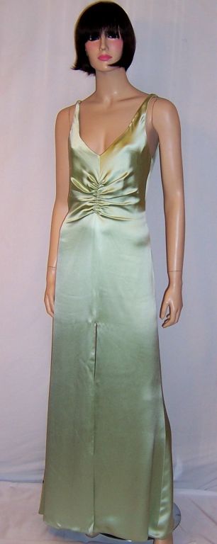 Tomasz Starzewski Couture-Mint Green Silk Charmeuse Gown