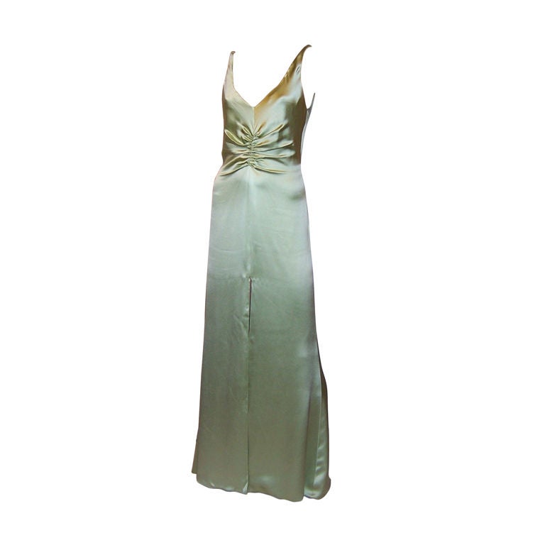 Tomasz Starzewski Couture-Mint Green Silk Charmeuse Gown at 1stdibs