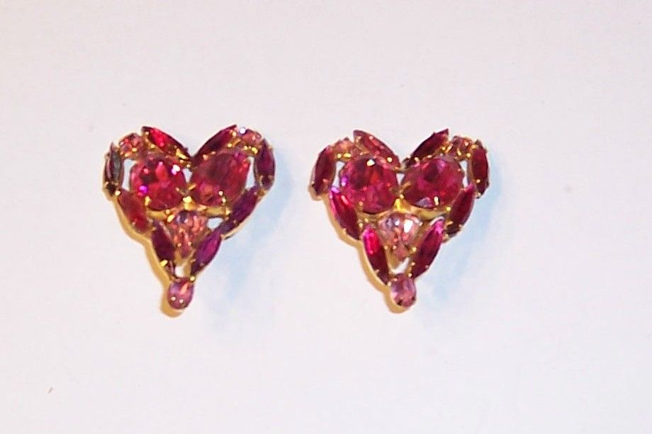 Women's Pink  Heart-Shaped Earrings by David Mandel/