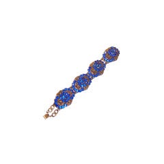 Antique Ultramarine Blue Paste Bracelet with Gold Filigree