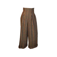 Christian Lacroix High-Waisted Umber/Rust Checked Plaid Pants