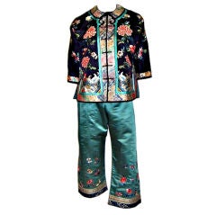 Chinese Embroidered Jacket/Matching Pants with Forbidden Stitch