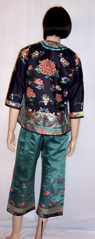 Women's Chinese Embroidered Jacket/Matching Pants with Forbidden Stitch For Sale