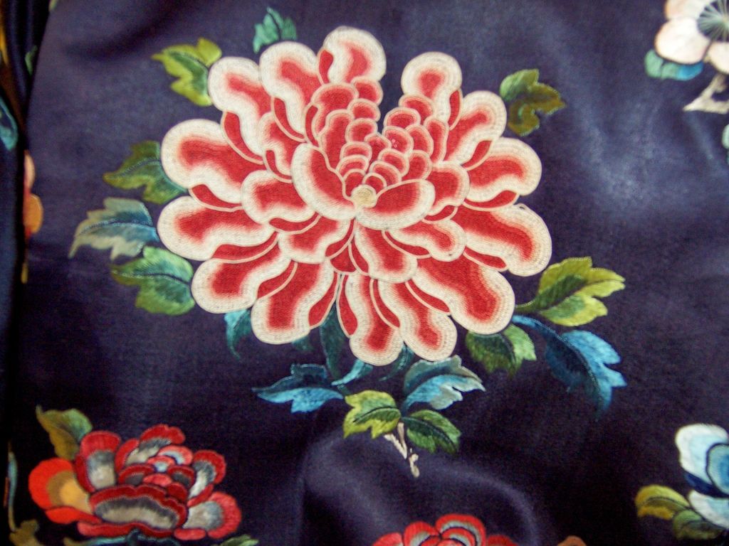 Chinese Embroidered Jacket/Matching Pants with Forbidden Stitch For Sale 2