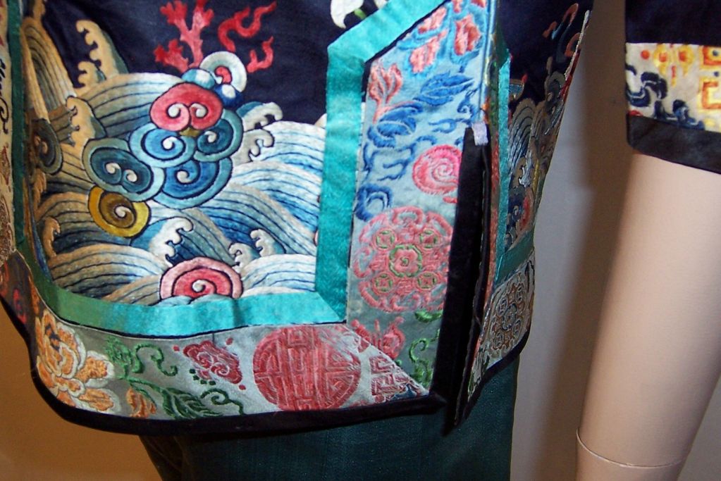 Chinese Embroidered Jacket/Matching Pants with Forbidden Stitch For Sale 4