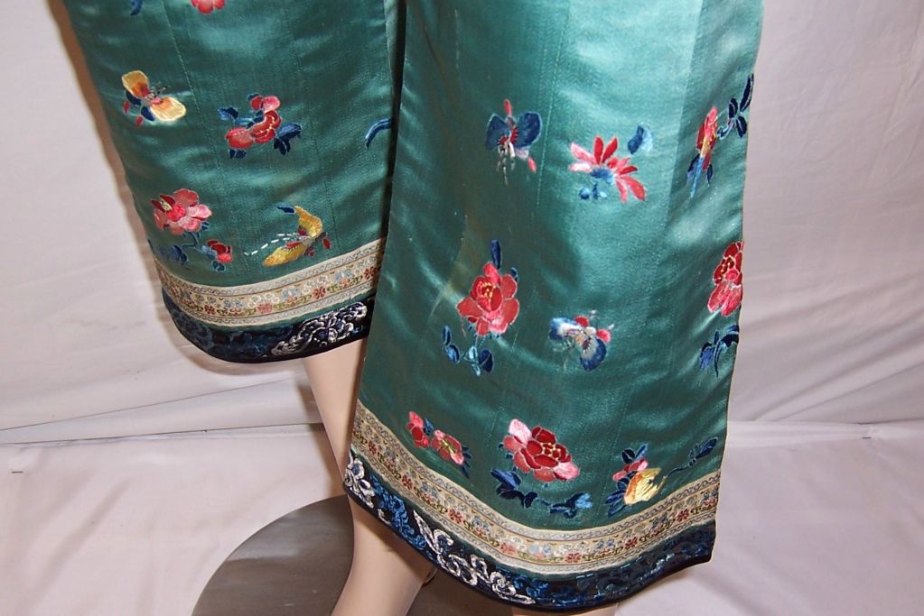 Chinese Embroidered Jacket/Matching Pants with Forbidden Stitch For Sale 6
