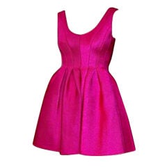 Donna Karan-Cerise-Colored  Rubber  Modified Baby Doll Dress