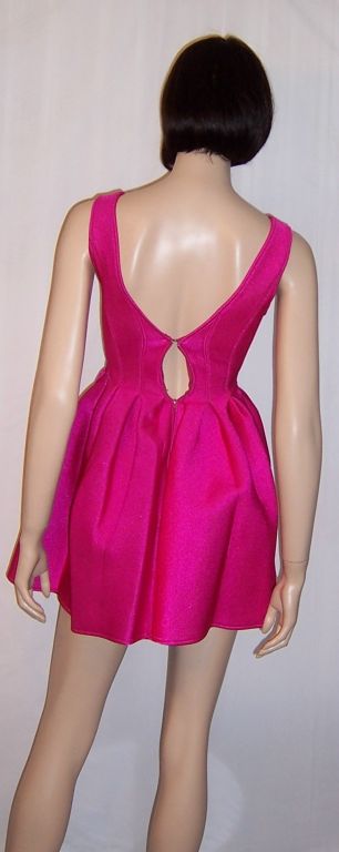 Women's Donna Karan-Cerise-Colored  Rubber  Modified Baby Doll Dress