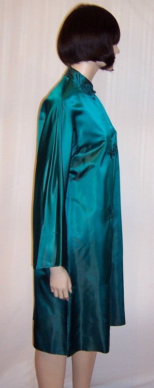 Women's A Mandarin of Hong Kong Original-Teal Silk Chinese Robe For Sale