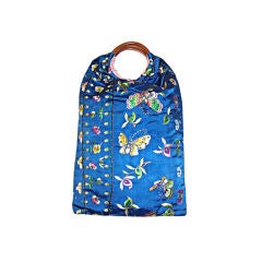 1920's Cornflower Blue Chinese Embroidered Handbag/ Butterflies
