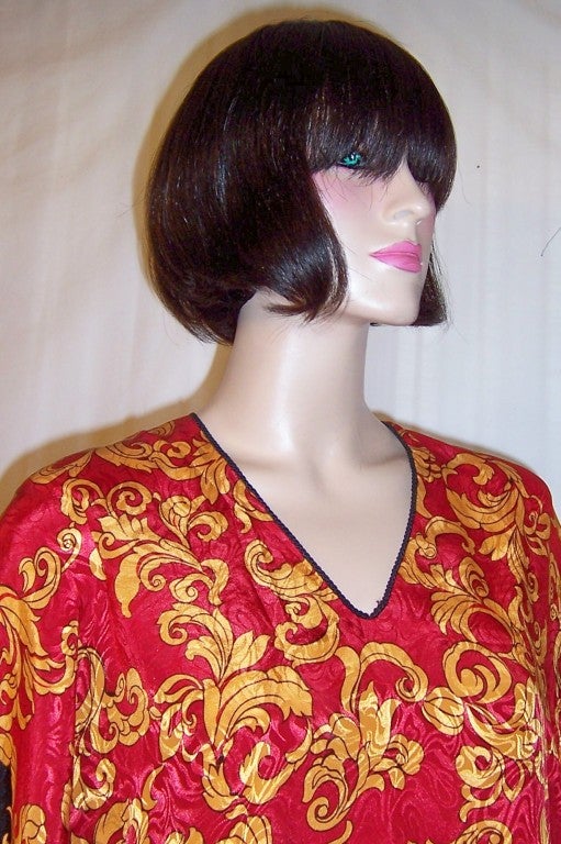 Black, Gold, & Red Printed Caftan for Neiman Marcus For Sale 3