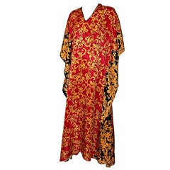 Black, Gold, and Red Printed Caftan for Neiman Marcus For Sale at 1stDibs