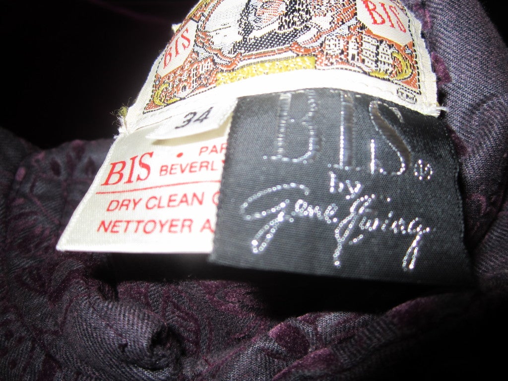 Bis.Gene Ewing-Rich Aubergine Velvet Dress with Brocaded Details For Sale 6