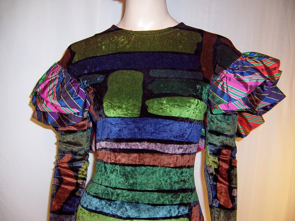 Christian Lacroix 1980's Silk Velvet Dress For Sale 3